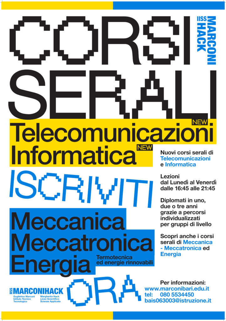 Locandina iscrizioni corso serale Marconi Bari