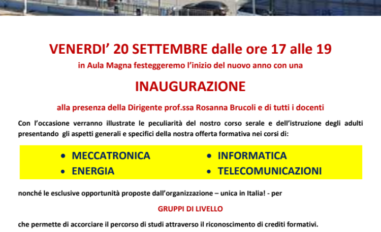 Locandina inaugurazione anno scolastico corso serale Marconi-Hack 2024-2025